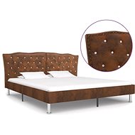 Bed frame brown faux brushed leather 180x200 cm - Bed Frame