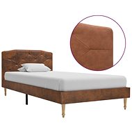 Bed frame brown faux brushed leather 90x200 cm - Bed Frame