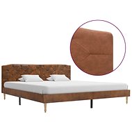 Bed frame brown faux brushed leather 180x200 cm - Bed Frame