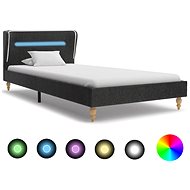 Bed frame with LED light dark gray jute 90x200 cm - Bed Frame
