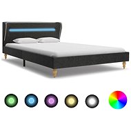 Bed frame with LED light dark gray jute 120x200 cm - Bed Frame