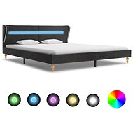 Bed frame with LED light dark gray jute 180x200 cm - Bed Frame