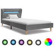 Bed frame with LED light light gray textile 90x200 cm - Bed Frame