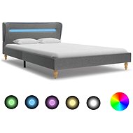 Bed frame with LED light light gray textile 120x200 cm - Bed Frame