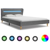 Bed frame with LED light light gray textile 140x200 cm - Bed Frame