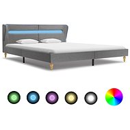 Bed frame with LED light light gray textile 160x200 cm - Bed Frame