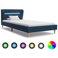Bed frame with LED light blue textile 90x200 cm - Bed Frame