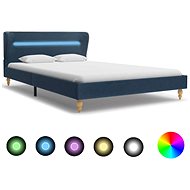Bed frame with LED light blue textile 140x200 cm - Bed Frame