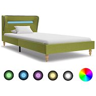 Bed frame with LED light green textile 90x200 cm - Bed Frame