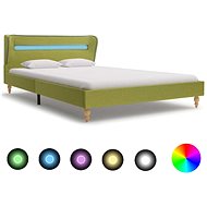 Bed frame with LED light green textile 140x200 cm - Bed Frame