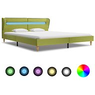 Bed frame with LED light green textile 160x200 cm - Bed Frame