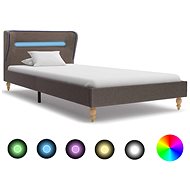 Bed frame with LED light taupe textile 90x200 cm - Bed Frame