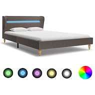 Bed frame with LED light taupe textile 140x200 cm - Bed Frame