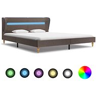 Bed frame with LED light taupe textile 160x200 cm - Bed Frame