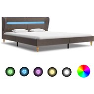 Bed frame with LED light taupe textile 180x200 cm - Bed Frame