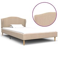 Bed frame beige textile 90x200 cm - Bed Frame