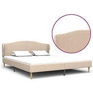 Bed frame beige textile 160x200 cm - Bed Frame