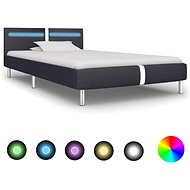 Bed frame with LED light black faux leather 90x200 cm - Bed Frame