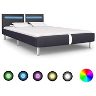Bed frame with LED light black faux leather 140x200 cm - Bed Frame