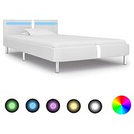 Bed frame with LED light white faux leather 90x200 cm - Bed Frame