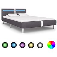 Bed frame with LED light gray faux leather 140x200 cm - Bed Frame
