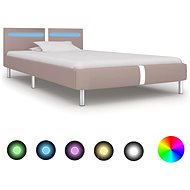 Bed frame with LED cappuccino faux leather 90x200 cm - Bed Frame