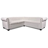 Chesterfield 5-seater Sofa White Leather - Sofa