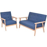 2-piece Sofa with Textile Upholstery, Blue - Sofa