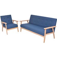 2-piece Sofa with Textile Upholstery, Blue - Sofa