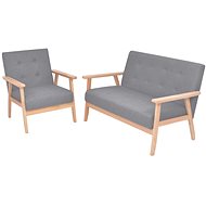 2-piece Sofa, Light Grey Textile Upholstery - Sofa
