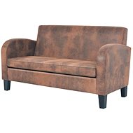 2 seater sofa faux suede brown - Couch