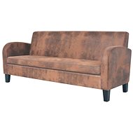 3-seater sofa with artificial suede upholstery brown - Couch
