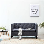 Chesterfield two-seater with gray textile upholstery - Couch