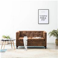 Chesterfield two-seater textile brown with a suede look - Couch
