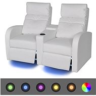 LED adjustable two-seater chair faux leather white - Armchair