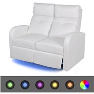 LED Reclining Two-seater Chair Artificial Leather, White - Armchair