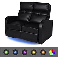 LED Reclining Two-seater Chair Artificial Leather Black - Armchair