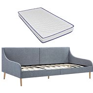 Mattress day bed frame with memory foam light gray textile - Bed