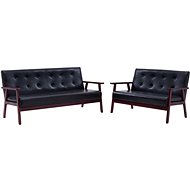Sofa Set 2 pcs Black Faux Leather - Sofa