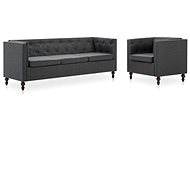 Chesterfield sofa set 2 pieces of dark gray textile upholstery - Sofa