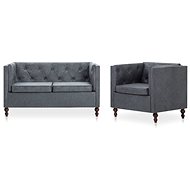 Sofa Chesterfield, 2 pieces, Textile Upholstery, Grey - Sofa