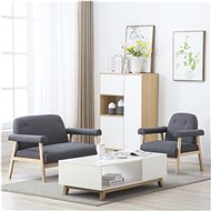Sofa Set for 3 People, Textile Upholstery, Dark Grey 2 pcs - Sofa