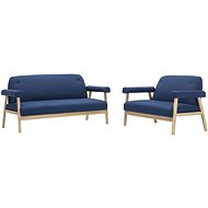 Sofa Set for 5 People, 2 pieces of Textile Upholstery, Blue - Sofa
