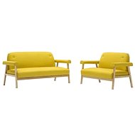 Sofa Set for 5 People, 2 pieces, ,Textile Upholstery, Yellow - Sofa
