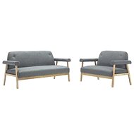 Sofa Set for 5 People, Upholstered in Light Grey Fabric 2 pcs - Sofa