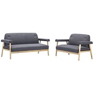 Sofa Set for 5 People Textile Upholstery Dark Grey 2 pcs - Sofa
