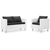 Sofa Set made of Artificial Leather 2 pieces White and Dark Grey - Sofa