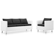Sofa Set Made of Artificial Leather, 2 pieces, White and Dark Grey - Sofa