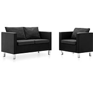 Sofa Set made of Artificial Leather 2 pieces Black and Dark Grey - Sofa