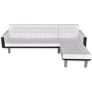 L-shaped sofa made of white artificial leather - Couch